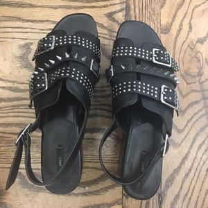 Edgy studded leather flatform sandals platform